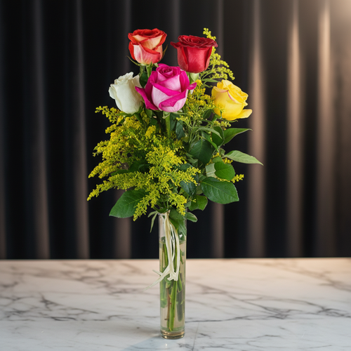 Solitaire with Multicolored Roses