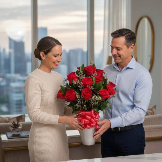 Vase with 12 Roses - Image 2